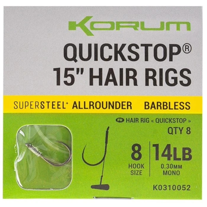 Supersteel Big Fish Quickstop 15” Hair Rigs Barbless 4 Supersteel Big Fish Quickstop 15” Hair Rigs Barbless - Afbeelding 2