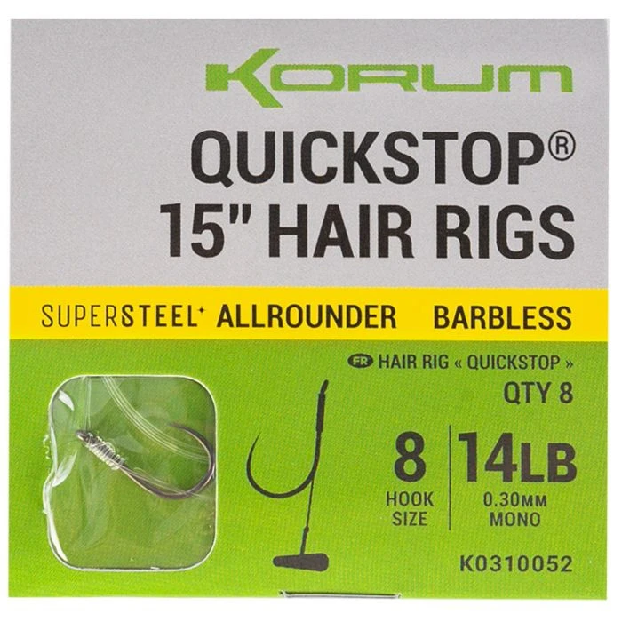 Supersteel Big Fish Quickstop 15” Hair Rigs Barbless 3 Supersteel Big Fish Quickstop 15” Hair Rigs Barbless